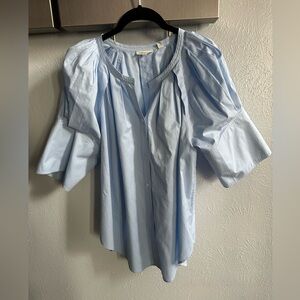 A.L.C. Sky Blue Blouse with Puff Sleeves
